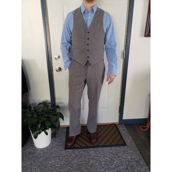 Gray Pinstripe Trousers and Vest Set - Picture 1 of 3